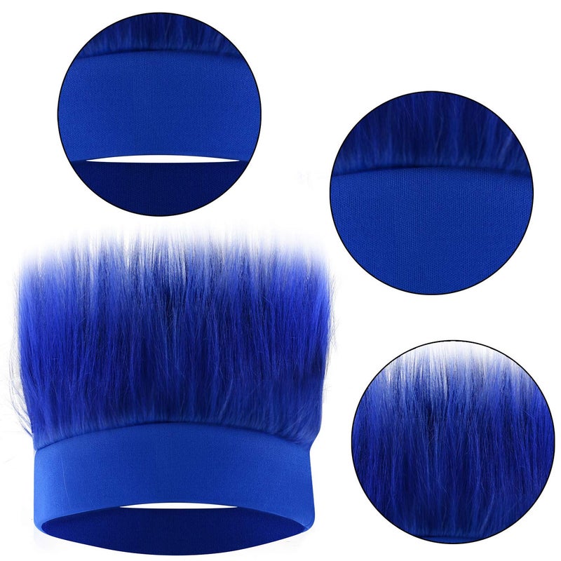 Sunshane 2 Pack Hairy Headband Crazy Hair Wigs for Mardi Gras Cosplay Sports Party and Spirit Day Accessory (Blue) - Image 4